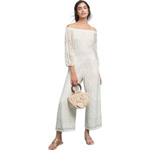 FARM Rio White Off-Shoulder Jumpsuit